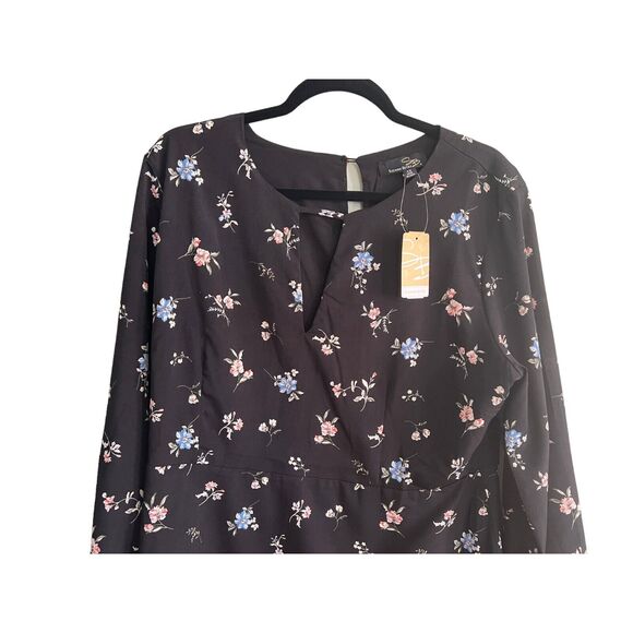 NWT Suzanne Betro Black Floral Whimsigoth Dress Dark Fairy Cottagecore Dress 1X - Picture 6 of 8